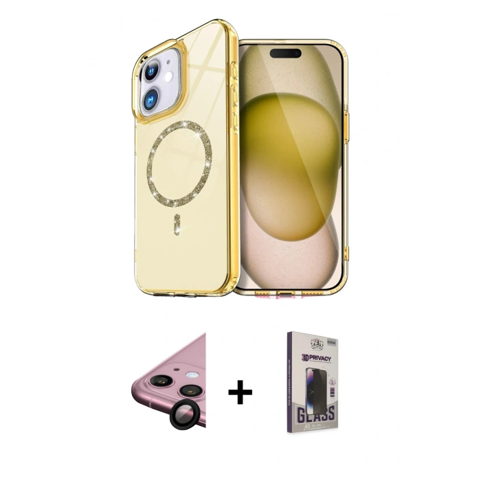 MARSİLYAN™- iPhone 11 Kılıf Kıvılcım Form Prime - Siyah Bilvis Hayalet Cam Ekran Koruyucu + Raze Metal Kamera Lens - SH