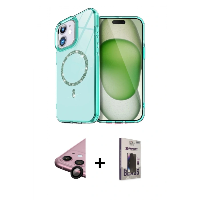 MARSİLYAN™- iPhone 11 Kılıf Kıvılcım Form Prime - Siyah Bilvis Hayalet Cam Ekran Koruyucu + Raze Metal Kamera Lens - SH