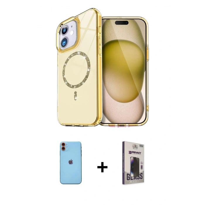MARSİLYAN™- iPhone 11 Kılıf Kıvılcım Form Prime - Siyah Bilvis Hayalet Cam Ekran Koruyucu + Neon Fosforlu Kamera Lens - TU