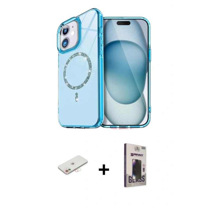 MARSİLYAN™- iPhone 11 Kılıf Kıvılcım Form Prime - Siyah Bilvis Hayalet Cam Ekran Koruyucu + Renkli Kamera Lens Koruma Cam - YL