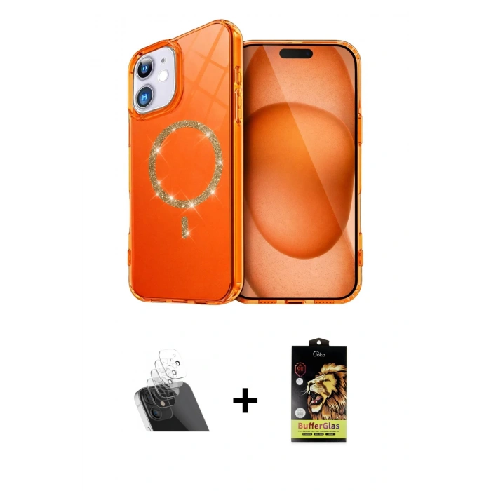 MARSİLYAN™- iPhone 11 Kılıf Kıvılcım Form Prime - Siyah Buffer Cam Ekran Koruyucu + Kamera Lens Koruma Cam - SF