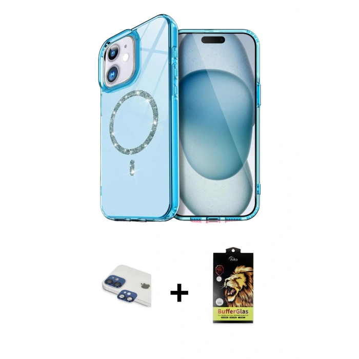 MARSİLYAN™- iPhone 11 Kılıf Kıvılcım Form Prime - Siyah Buffer Cam Ekran Koruyucu + Pers Alüminyum Kamera Lens - LT