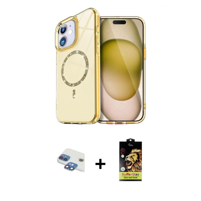 MARSİLYAN™- iPhone 11 Kılıf Kıvılcım Form Prime - Siyah Buffer Cam Ekran Koruyucu + Pers Alüminyum Kamera Lens - GI