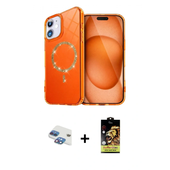 MARSİLYAN™- iPhone 11 Kılıf Kıvılcım Form Prime - Siyah Buffer Cam Ekran Koruyucu + Pers Alüminyum Kamera Lens - GI