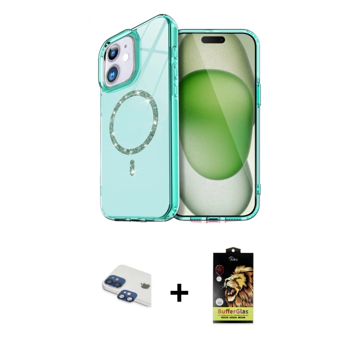 MARSİLYAN™- iPhone 11 Kılıf Kıvılcım Form Prime - Siyah Buffer Cam Ekran Koruyucu + Pers Alüminyum Kamera Lens - LT