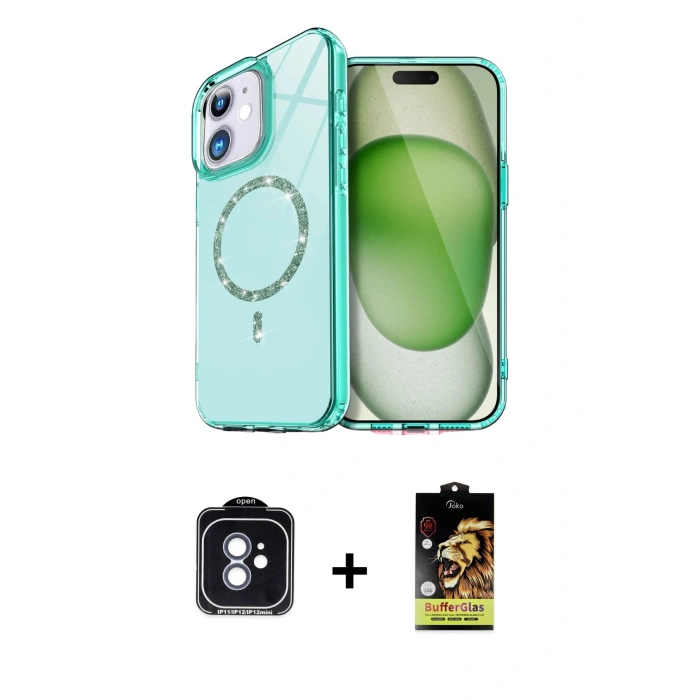 MARSİLYAN™- iPhone 11 Kılıf Kıvılcım Form Prime - Siyah Buffer Cam Ekran Koruyucu + PVD Metal Kamera Lens - MI