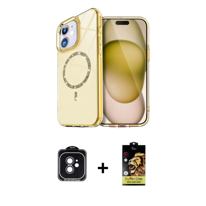 MARSİLYAN™- iPhone 11 Kılıf Kıvılcım Form Prime - Siyah Buffer Cam Ekran Koruyucu + PVD Metal Kamera Lens - SH