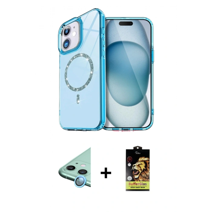 MARSİLYAN™- iPhone 11 Kılıf Kıvılcım Form Prime - Siyah Buffer Cam Ekran Koruyucu + Raze Metal Kamera Lens - MI