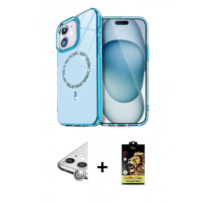 MARSİLYAN™- iPhone 11 Kılıf Kıvılcım Form Prime - Siyah Buffer Cam Ekran Koruyucu + Raze Metal Kamera Lens - GS