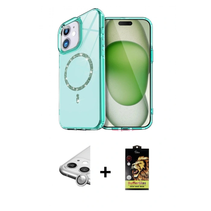 MARSİLYAN™- iPhone 11 Kılıf Kıvılcım Form Prime - Siyah Buffer Cam Ekran Koruyucu + Raze Metal Kamera Lens - GS