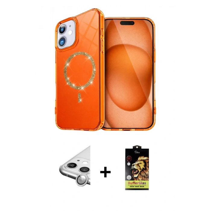 MARSİLYAN™- iPhone 11 Kılıf Kıvılcım Form Prime - Siyah Buffer Cam Ekran Koruyucu + Raze Metal Kamera Lens - GS