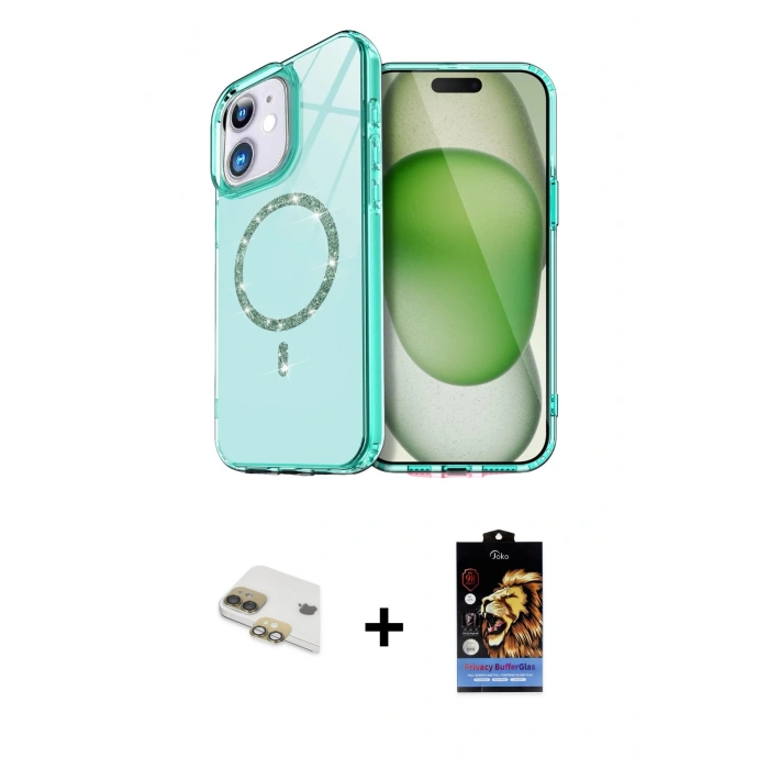 MARSİLYAN™- iPhone 11 Kılıf Kıvılcım Form Prime - Siyah Buffer Hayalet Cam Ekran Koruyucu + Pers Alüminyum Kamera Lens - GD