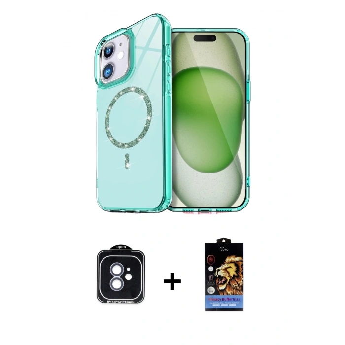 MARSİLYAN™- iPhone 11 Kılıf Kıvılcım Form Prime - Siyah Buffer Hayalet Cam Ekran Koruyucu + PVD Metal Kamera Lens - MI