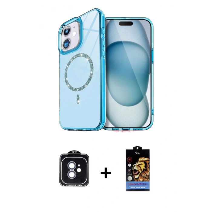 MARSİLYAN™- iPhone 11 Kılıf Kıvılcım Form Prime - Siyah Buffer Hayalet Cam Ekran Koruyucu + PVD Metal Kamera Lens - MI