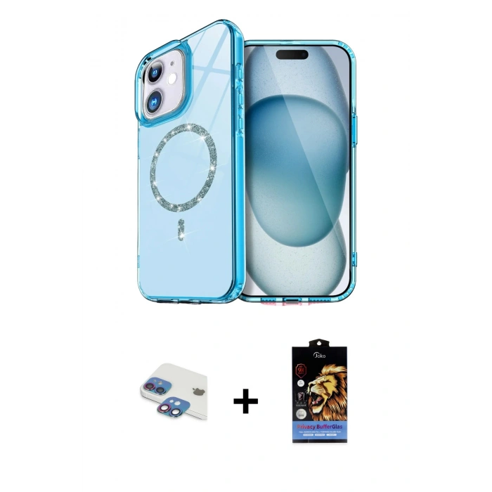 MARSİLYAN™- iPhone 11 Kılıf Kıvılcım Form Prime - Siyah Buffer Hayalet Cam Ekran Koruyucu + Pers Alüminyum Kamera Lens - GI