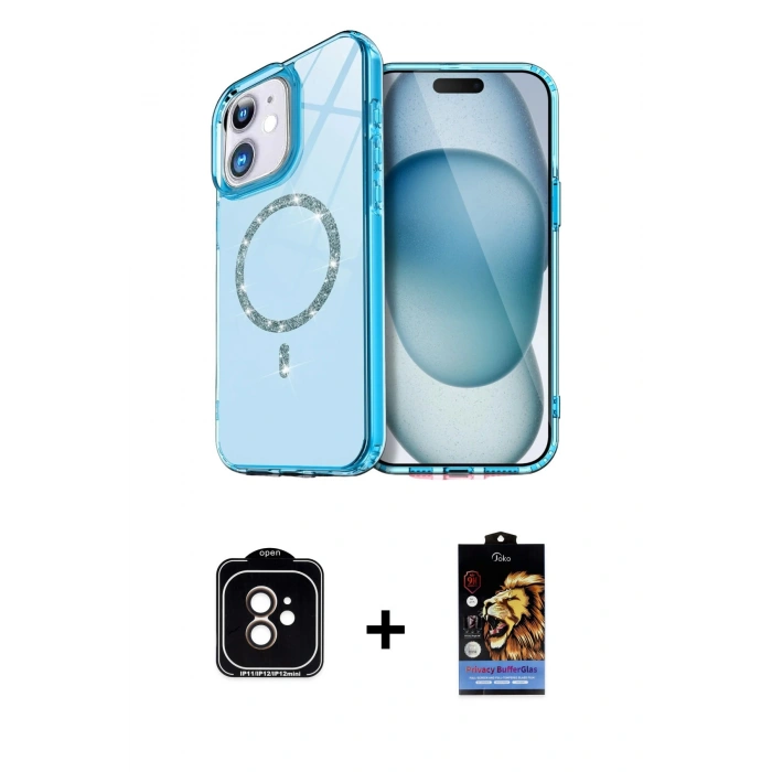 MARSİLYAN™- iPhone 11 Kılıf Kıvılcım Form Prime - Siyah Buffer Hayalet Cam Ekran Koruyucu + PVD Metal Kamera Lens - TU