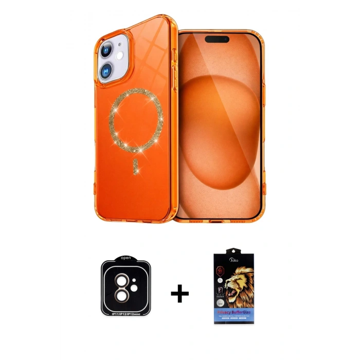MARSİLYAN™- iPhone 11 Kılıf Kıvılcım Form Prime - Siyah Buffer Hayalet Cam Ekran Koruyucu + PVD Metal Kamera Lens - TU