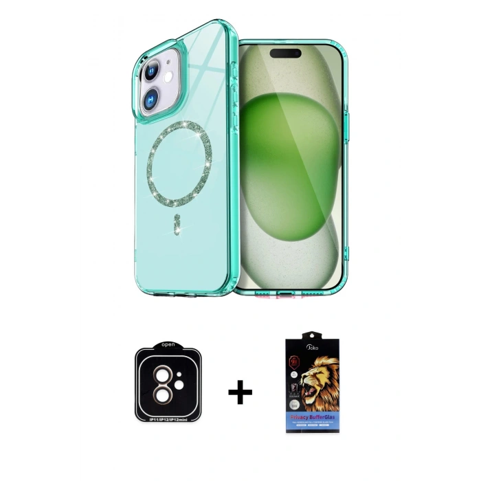 MARSİLYAN™- iPhone 11 Kılıf Kıvılcım Form Prime - Siyah Buffer Hayalet Cam Ekran Koruyucu + PVD Metal Kamera Lens - TU