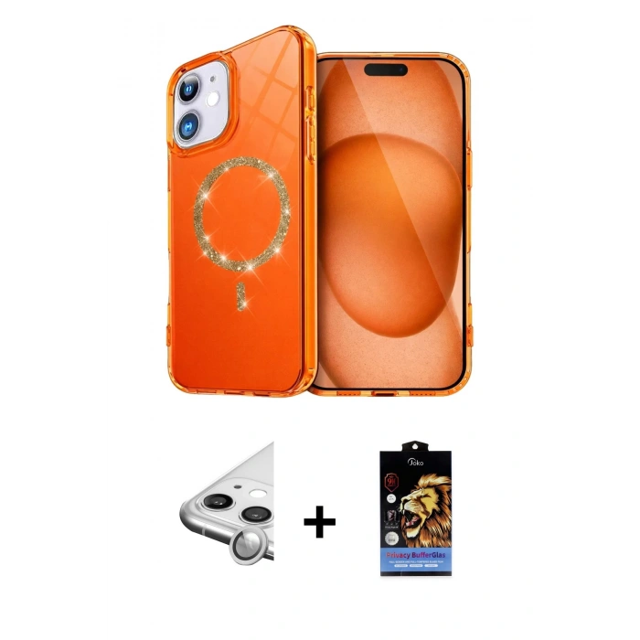 MARSİLYAN™- iPhone 11 Kılıf Kıvılcım Form Prime - Siyah Buffer Hayalet Cam Ekran Koruyucu + Raze Metal Kamera Lens - GS