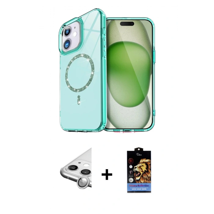 MARSİLYAN™- iPhone 11 Kılıf Kıvılcım Form Prime - Siyah Buffer Hayalet Cam Ekran Koruyucu + Raze Metal Kamera Lens - GS
