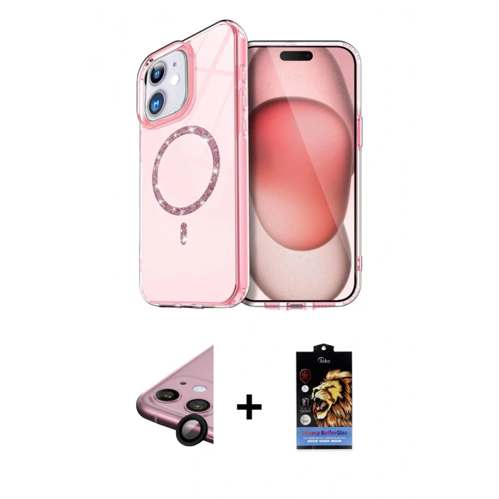 MARSİLYAN™- iPhone 11 Kılıf Kıvılcım Form Prime - Siyah Buffer Hayalet Cam Ekran Koruyucu + Raze Metal Kamera Lens - SH