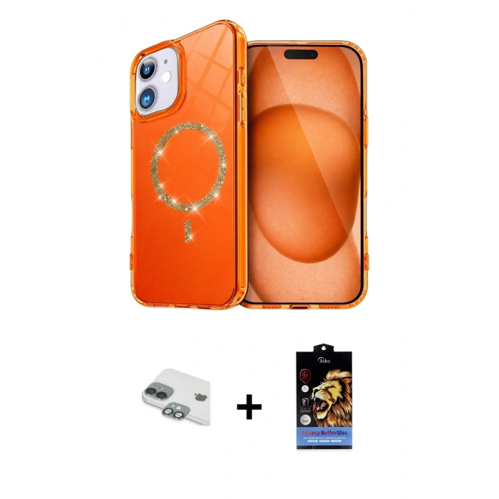MARSİLYAN™- iPhone 11 Kılıf Kıvılcım Form Prime - Siyah Buffer Hayalet Cam Ekran Koruyucu + Pers Alüminyum Kamera Lens - YL