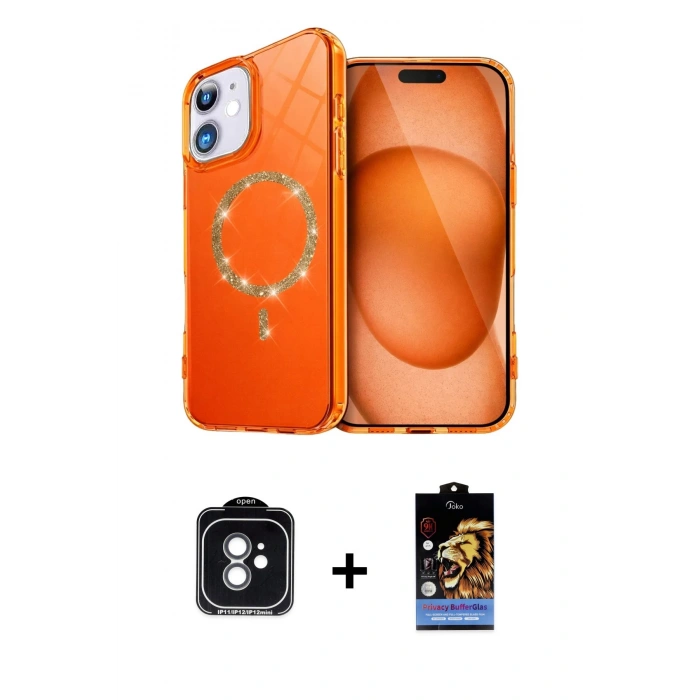 MARSİLYAN™- iPhone 11 Kılıf Kıvılcım Form Prime - Siyah Buffer Hayalet Cam Ekran Koruyucu + PVD Metal Kamera Lens - YL