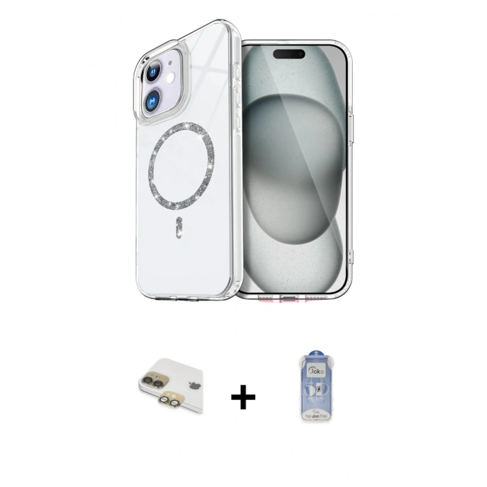MARSİLYAN™- iPhone 11 Kılıf Kıvılcım Form Prime - Siyah Joko Magic 5D Cam + Gold Pers Alüminyum Kamera Lens