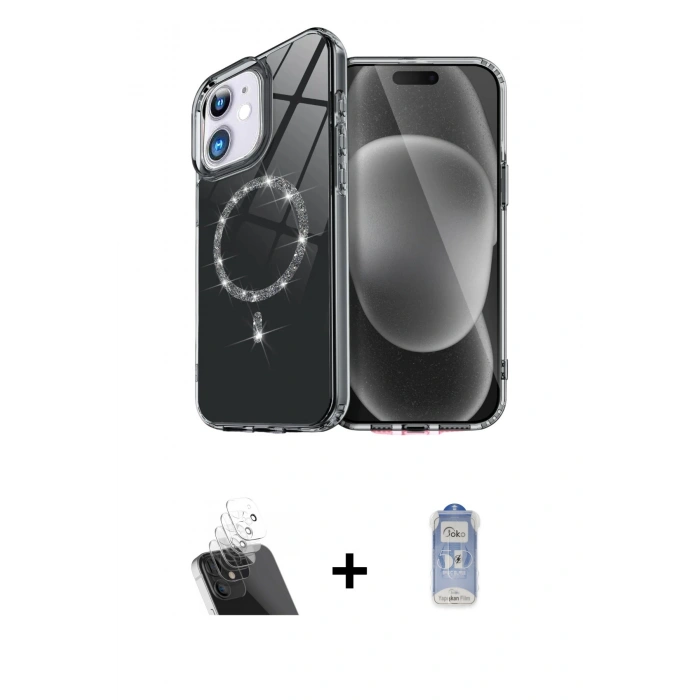 MARSİLYAN™- iPhone 11 Kılıf Kıvılcım Form Prime - Siyah Joko Magic 5D Cam + Kamera Lens Koruma Cam - SF
