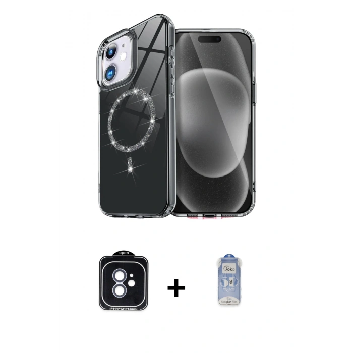 MARSİLYAN™- iPhone 11 Kılıf Kıvılcım Form Prime - Siyah Joko Magic 5D Cam + PVD Metal Kamera Lens - MI