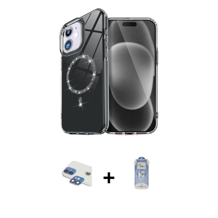 MARSİLYAN™- iPhone 11 Kılıf Kıvılcım Form Prime - Siyah Joko Magic 5D Cam + Pers Alüminyum Kamera Lens - GI