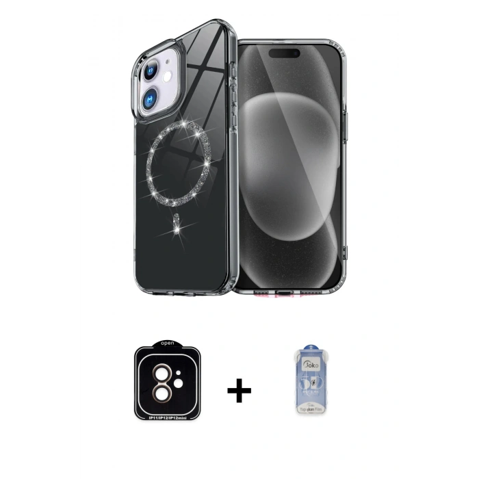 MARSİLYAN™- iPhone 11 Kılıf Kıvılcım Form Prime - Siyah Joko Magic 5D Cam + PVD Metal Kamera Lens - TU