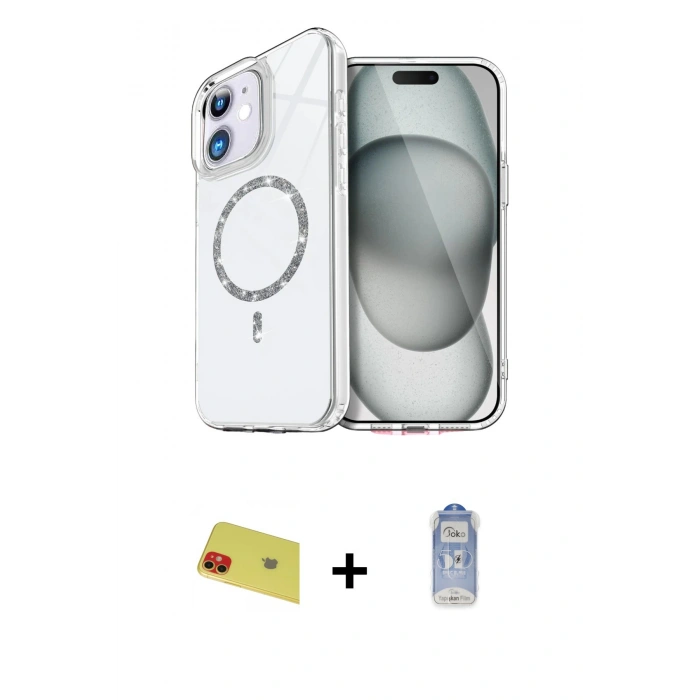 MARSİLYAN™- iPhone 11 Kılıf Kıvılcım Form Prime - Siyah Joko Magic 5D Cam + Rainbow Kamera Lens Koruma Cam - KI