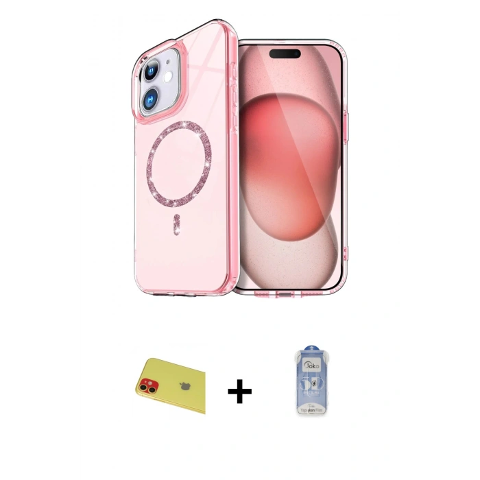 MARSİLYAN™- iPhone 11 Kılıf Kıvılcım Form Prime - Siyah Joko Magic 5D Cam + Rainbow Kamera Lens Koruma Cam - KI