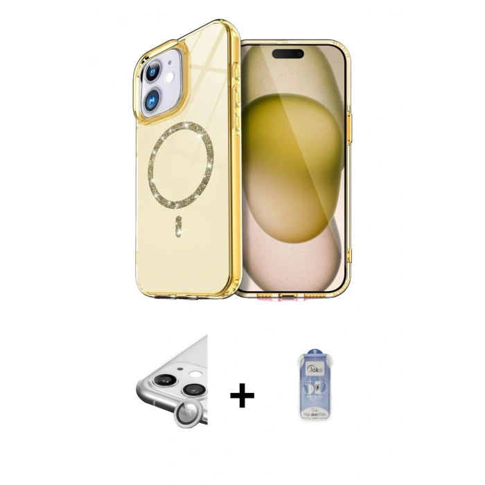 MARSİLYAN™- iPhone 11 Kılıf Kıvılcım Form Prime - Siyah Joko Magic 5D Cam + Raze Metal Kamera Lens - GS