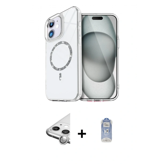 MARSİLYAN™- iPhone 11 Kılıf Kıvılcım Form Prime - Siyah Joko Magic 5D Cam + Raze Metal Kamera Lens - GS