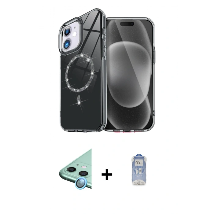 MARSİLYAN™- iPhone 11 Kılıf Kıvılcım Form Prime - Siyah Joko Magic 5D Cam + Raze Metal Kamera Lens - MI