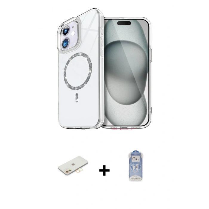 MARSİLYAN™- iPhone 11 Kılıf Kıvılcım Form Prime - Siyah Joko Magic 5D Cam + Renkli Kamera Lens Koruma Cam - SI