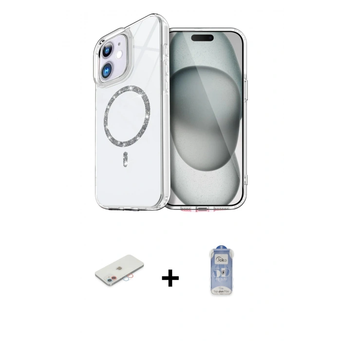 MARSİLYAN™- iPhone 11 Kılıf Kıvılcım Form Prime - Siyah Joko Magic 5D Cam + Renkli Kamera Lens Koruma Cam - PE