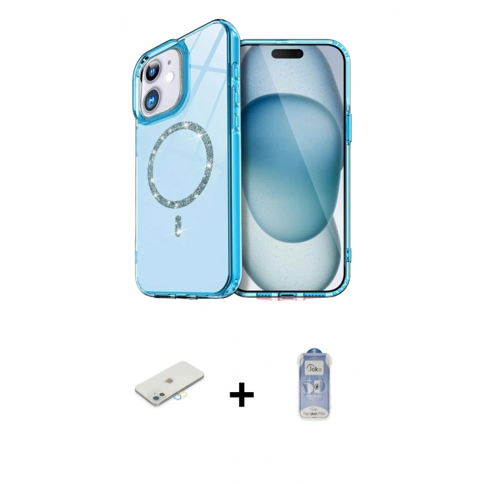 MARSİLYAN™- iPhone 11 Kılıf Kıvılcım Form Prime - Siyah Joko Magic 5D Cam + Renkli Kamera Lens Koruma Cam - SI