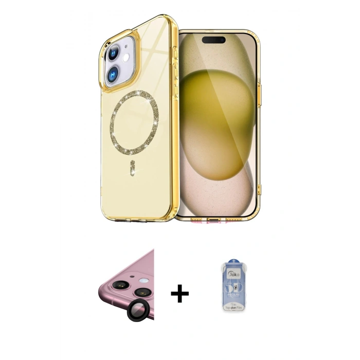 MARSİLYAN™- iPhone 11 Kılıf Kıvılcım Form Prime - Siyah Joko Magic 5D Cam + Raze Metal Kamera Lens - SH