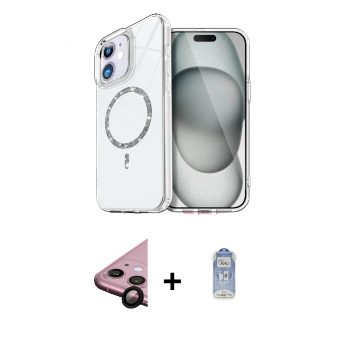 MARSİLYAN™- iPhone 11 Kılıf Kıvılcım Form Prime - Siyah Joko Magic 5D Cam + Raze Metal Kamera Lens - SH