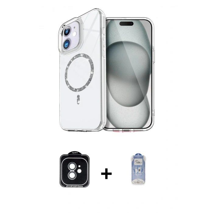 MARSİLYAN™- iPhone 11 Kılıf Kıvılcım Form Prime - Siyah Joko Magic 5D Cam + PVD Metal Kamera Lens - YL