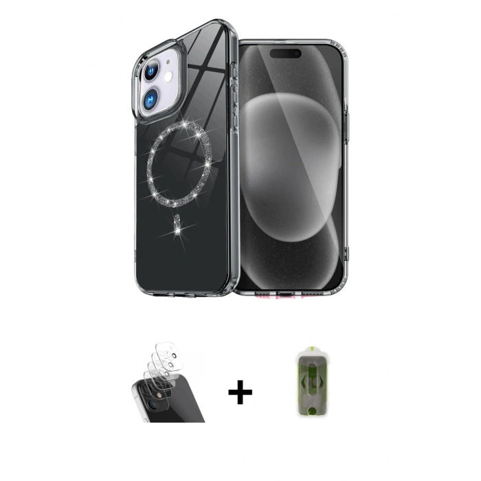 MARSİLYAN™- iPhone 11 Kılıf Kıvılcım Form Prime - Siyah Joko Magic 5D Hayalet Cam + Kamera Lens Koruma Cam - SF