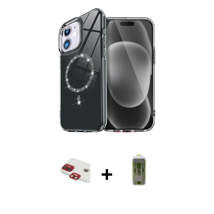 MARSİLYAN™- iPhone 11 Kılıf Kıvılcım Form Prime - Siyah Joko Magic 5D Hayalet Cam + Pers Alüminyum Kamera Lens - KI