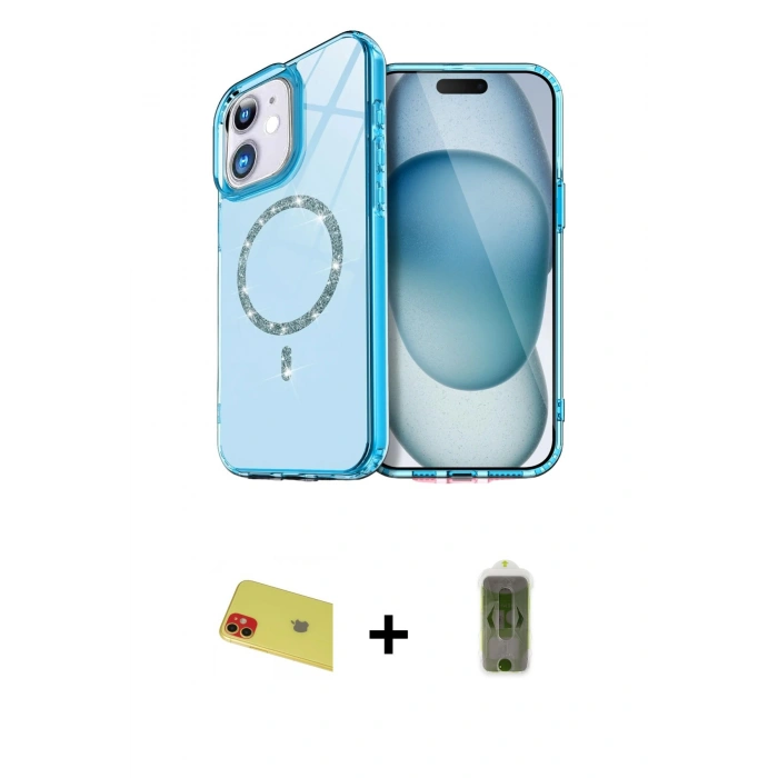 MARSİLYAN™- iPhone 11 Kılıf Kıvılcım Form Prime - Siyah Joko Magic 5D Hayalet Cam + Kırmızı Rainbow Kamera Lens Koruma Cam