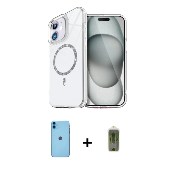 MARSİLYAN™- iPhone 11 Kılıf Kıvılcım Form Prime - Siyah Joko Magic 5D Hayalet Cam + Neon Fosforlu Kamera Lens - MI