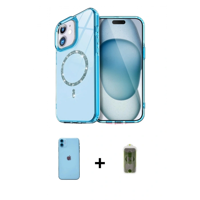 MARSİLYAN™- iPhone 11 Kılıf Kıvılcım Form Prime - Siyah Joko Magic 5D Hayalet Cam + Neon Fosforlu Kamera Lens - MI
