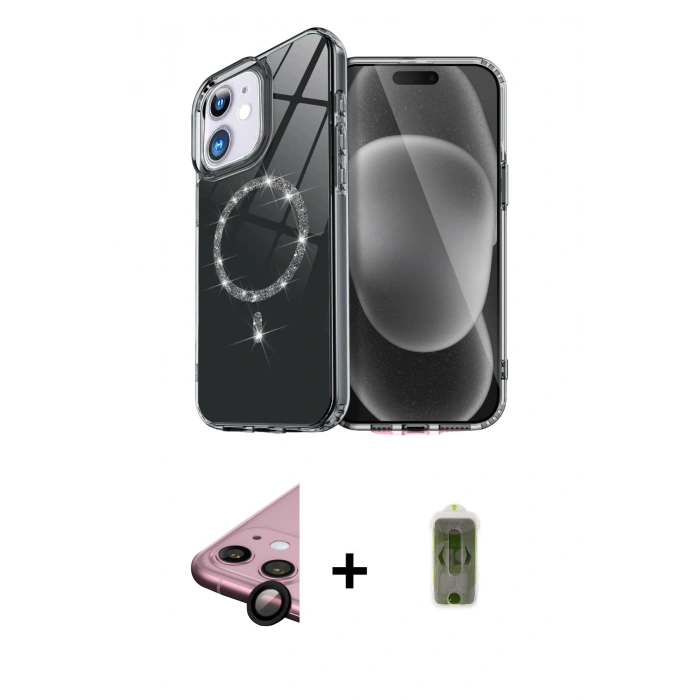 MARSİLYAN™- iPhone 11 Kılıf Kıvılcım Form Prime - Siyah Joko Magic 5D Hayalet Cam + Raze Metal Kamera Lens - SH