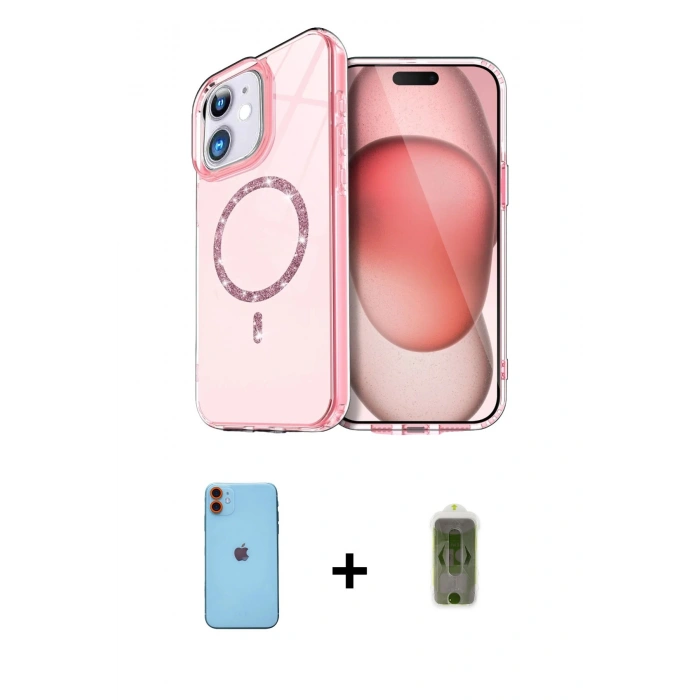 MARSİLYAN™- iPhone 11 Kılıf Kıvılcım Form Prime - Siyah Joko Magic 5D Hayalet Cam + Neon Fosforlu Kamera Lens - TU